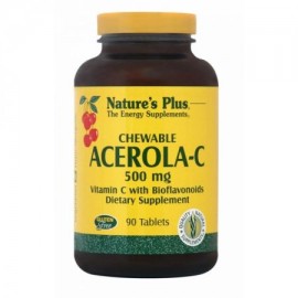 Βιταμίνη C 500 Mg  Εκχύλισμα Ασερόλας Σε Μασώμενα Δισκία Acerola-C Complex 500 Mg Natures Plus 90 chew.tabs