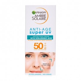 Garnier Ambre Solaire Αντηλιακή Αντιρυτιδική Κρέμα Προσώπου SPF50 με Υαλουρονικό Οξύ Anti-Age Super UV 50ml