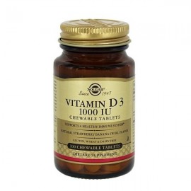 Solgar Μασώμενη Βιταμίνη D με Γεύση Φράουλα - Μπανάνα, Vitamin D3 1000iu (25μg)  Chew. Tabs 100 Τμχ