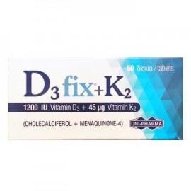 Συμπλήρωμα Διατροφής D3 Fix 1200iu + K2 45mg Uni-Pharma 60 Caps