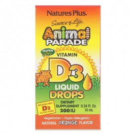 Natures Plus Παιδική Βιταμίνη D3 σε Σταγόνες για Υγεία Οστών και Δοντιών Animal Parade Vitamin D3 Drops 200iu  10 ml