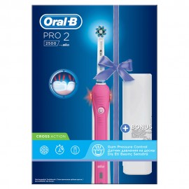 Ηλεκτρική Οδοντόβουρτσα & Δώρο Θήκη Ταξιδιού Pro 2 2500 CrossAction Pink Edition  Oral B 1τμχ