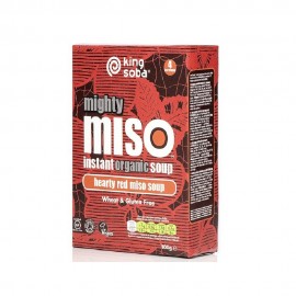 Βιολογική Σούπα Μίσο με Φύκια Wakame & Κρεμμυδάκια Hearty Red Χωρίς Γλουτένη  Mighty Miso Instant Organic Soup Wakame & Hearty Red King Soba 100 gr