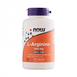 Συμπλήρωμα Διατροφής με Αργινίνη που Συμβάλει στην Παραγωγή Ενέργειας στους Μύες L-Arginine 500mg Now 100 caps