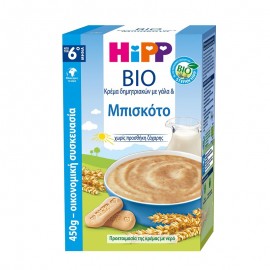 Hipp Βιολογική Βρεφική  Κρέμα με Γάλα & Μπισκότο απο τον 6o Μήνα 450gr