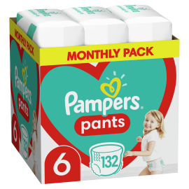 Πάνες-Βρακάκι No.6  (15+kg) Μηνιαία Συσκευασία Pants Monthly Pack Pampers 132 τμχ