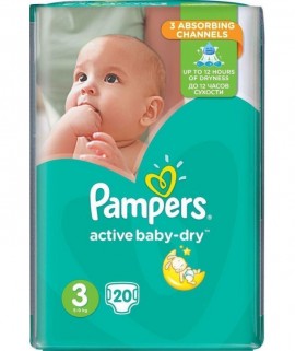 Pampers Πάνες Active  Baby Dry No3  5-9Kg 20τμχ