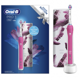 Oral-B Επαναφορτιζόμενη Ηλεκτρική Οδοντόβουρτσα & Θήκη Ταξιδίου Pro 1 750 Pink Design Edition 1τμχ