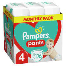 Πάνες-Βρακάκι No.4  (9-15 kg) Μηνιαία Συσκευασία Pants Monthly Pack Pampers 176 τμχ