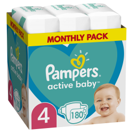 Πάνες  No.4 (9-14 kg) Μηνιαία Συσκευασία Active Baby Monthly Pack Pampers 180 τμχ