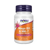 NOW Foods Mega D3 & MK 7 5000 IU & K2 180 mcg 30 Κάψουλες