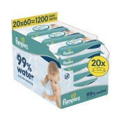 Pampers 99% Water Μωρομάντηλα 20 Συσκευασίες x 60 Μωρομάντηλα (1200 τε &hellip;