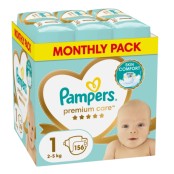 Pampers Premium Care Monthly Pack Πάνες με Αυτοκόλλητο No 1 για 2-5kg 156τμχ
