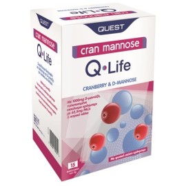 Quest Cran Mannose Q-Life Συμπλήρωμα Διατροφής για το Ουροποιητικό 15 φακελάκια