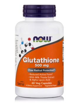 Γλουταθειόνη 500mg Με Γαϊδουράγκαθο  Glutathione 500 mg with Milk Thistle Now 60vcaps