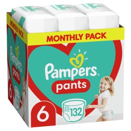 Πάνες-Βρακάκι No.6  (15+kg) Μηνιαία Συσκευασία Pants Monthly Pack Pampers 132 τμχ
