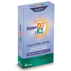 Quest Bιταμίνη D3 & K2 Vitamin D3 2500iu & K2 100 μg 60caps