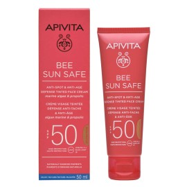 Apivita Bee Sun Safe Αντηλιακή Κρέμα Προσώπου Κατά Των Πανάδων & Των Ρυτίδων σε Χρώμα Golden SPF50 Anti-Spot & Anti-Age Defense Tinted Face Cream 50 ml