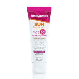 Αντηλιακή  Κρέμα Προσώπου Με Χρώμα Μεσαία Απόχρωση SPF50+ Sun Protection Face Cream to Powder Tinted Histoplastin 50 ml