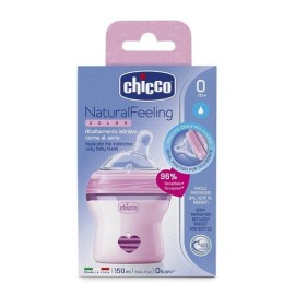 Chicco Πλαστικό Μπιμπερό Ροζ  0m+ Mε Θηλή Σιλικόνης 150 ml Natural Feeling 1 unit