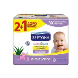 Μωρομάντηλα Calm n Care Aloe Vera Septona 2 + 1 Δώρο (3x57 peices)
