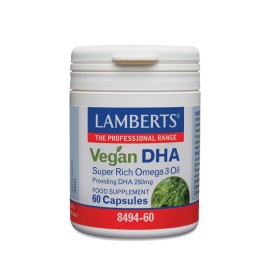 Lamberts Συμπλήρωμα Διατροφής για την Φυσιολογική Λειτουργία του Εγκεφάλου και της Όρασης Vegan DHA  60 Caps