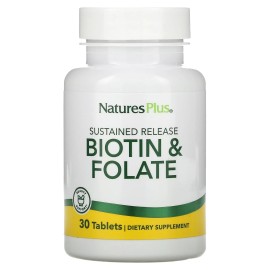 Συμπλήρωμα Βιοτίνης 2mg & Φολικό Οξύ 800mcg Biotin & Folic Acid Sustained Release Natures Plus 30 caps
