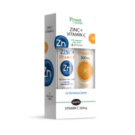 Power Health Promo 1+1 Δώρο Ψευδάργυρος με Βιταμίνη C Zinc Plus Vitamin C  20eff.tabs & Δώρο Βιταμίνη C Vitamin C 500mg  20eff.tabs Αναβράζοντα Δισκία
