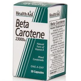 Βήτα Καροτένη ( Φυσική Βιταμίνη Α)  Αντιγηραντική Δράση Beta-Carotene Natural (15mg) Health Aid 30 Caps