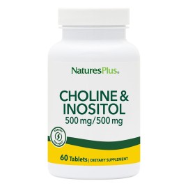 Natures Plus Συμπλήρωμα Χολίνης & Ινοσιτόλης, για την  Υγεία του Νευρικού Συστήματος Choline & Inositol 500 mg 60 tabs