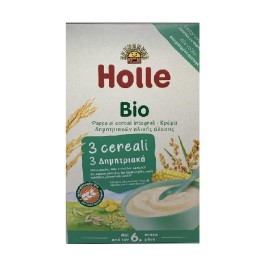 Βιολογική Παιδική Κρέμα 3 Δημητριακα - Ρύζι Καλαμπόκι Και Κεχρί - Απο 6 Μηνών Holle 250 gr