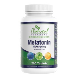 Natural Vitamins Συμπλήρωμα Μελατονίνης 1mg Υπογλώσσια Δισκία Μmelatonin 200tabs