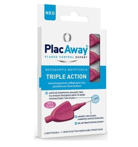 Plac Away Triple Action Μεσοδόντια Βουρτσάκια 0.4mm ISO 0 Ροζ 6τμχ