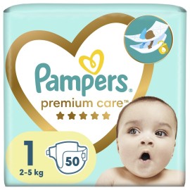 Pampers Premium Care Πάνες με Αυτοκόλλητο No 1 για 2-5kg 50τμχ