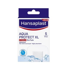 Hansaplast  Αποστειρωμένα Επιθέματα για Μεγαλύτερες Πληγές και Μετεγχειρητικά Τραύματα 6X7cm  Aqua Protect XL 5 Strips