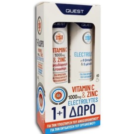 Quest Promo Once a Day Set Βιταμίνη C & Ψευδάργυρος Vitamin C 1000mg & Zinc & Rosehips 20 αναβ. ταμπλέτες & Δώρο Electrolytes  20 αναβ. ταμπλέτες