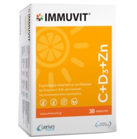 Leriva Pharma Immuvit C+D3+Zn Συμπλήρωμα Διατροφής για Τόνωση της Άμυνας του Οργανισμού 30 caps