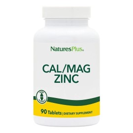 Συμπλήρωμα Ασβεστίου 1000 mg  Μαγνησίου 500 mg & Ψευδάργυρου 75 mg για τη Δόμηση & τη Διατήρηση των Οστών & των Δοντιών CAL/MAG/ZINC Natures Plus 90 tabs