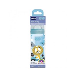 Chicco Well Being  Πλαστικό Μπιμπερό με Θηλή Σιλικόνης Μέτριας Ροής 2m+ Σιελ 250ml