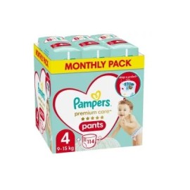 Premium Pants Monthly Pack Πάνες Βρακάκι Μέγεθος 4 (9-15 kg) Pampers 114 τμχ