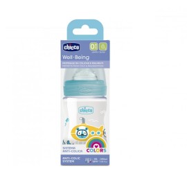 Chicco Πλαστικό Μπιμπερό Θηλή Σιλικόνης  Σιέλ 0+m Well Being 150ml