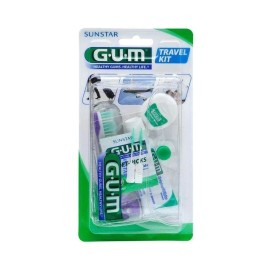 GUM Travel Kit 156 Σετ Ταξιδιου με Οδοντόβουρτσα Οδοντόκρεμα Οδοντικό Νήμα και Μεσοδόντια Βουρτσάκια Μωβ Χρώμα