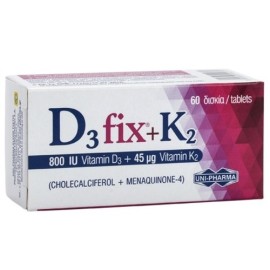 Συμπλήρωμα Διατροφής D3 Fix 800iu + K2 45mg Uni-Pharma 60 Caps