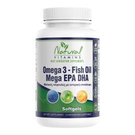 Natural Vitamins Ωμέγα 3 Λιπαρά Οξέα Omega 3 Fish Oil Mega EPA DHA 60softgels