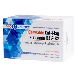 Viogenesis Συμπλήρωμα Διατροφής για Υγεία Οστών Chewable Cal-Mag + Vit. D3 & Vit. K2 90 μασώμενα δισκία