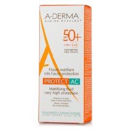 A-Derma Αντηλιακή Κρέμα Προσώπου Protect AC Mattifying Fluid SPF50+ 40ml