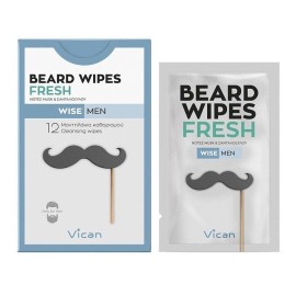 Vican Wise Men Beard Wipes Fresh Μαντηλάκια Καθαρισμού για τη Γενειάδα 12τμχ