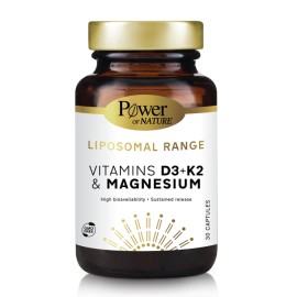 Power Health Βιταμίνες D3 K2 & Μαγνήσιο Λιποσωμιακής Μορφής Vitamins D3+K2 magnesium Liposomal Range 30 caps