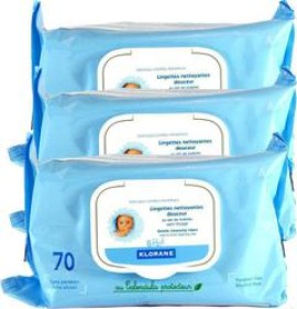 Βρεφικά Μαντηλάκια Καθαρισμού Lingettes Nettoyantes Doucher Klorane 3x70 τμχ