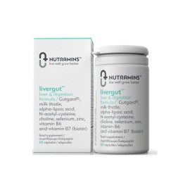 Nutramins Livergut Συμπλήρωμα Διατροφής για Υγεία Συκωτιού & Πεπτικού Συστήματος 60caps